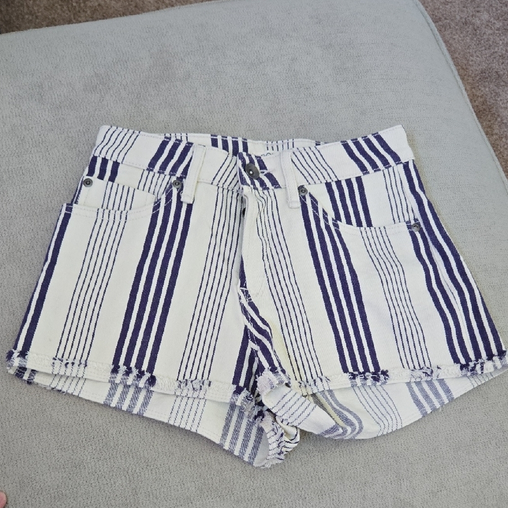 Striped Navy and White Women's Shorts